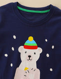 T-shirt à manches longues imprimé ours polaire mignon