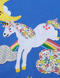 T-shirt à manches longues avec appliqué licorne arc-en-ciel