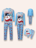 Passender Familien-Pyjama mit Weihnachtsmotiv „Happy Jolly Snowman“.