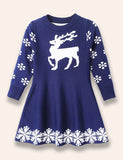 Christmas Snowflake Reindeer Sweater Dress