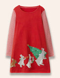 Vestido navideño con apliques de animales