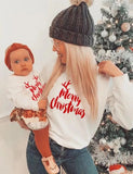 Sweat-shirt assorti pour la famille avec lettres de Noël imprimées