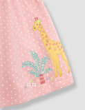 Korálové růžové žiraffe Appliqué knoflíkové šaty