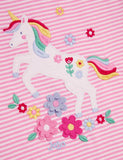 Fuchsia Pink Unicorn Appliqué Frill ramenní tričko