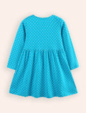 Bird Embroidered Long-sleeved Dress