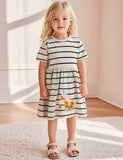 Striped Unicorn Appliqué Cotton Dress