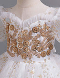 Sequin Embroidered Tulle Long Party Dress