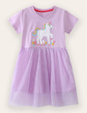 Unicorn Appliqué Cotton Tulle Dress