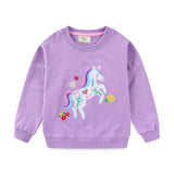 Unicorn Embroidered Long-sleeved Sweatshirt