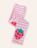 Strawberry Applique Striped Leggings