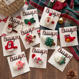 2PCS Christmas Wool Felt Cute Hairpins