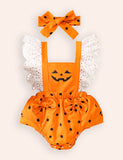 Halloween Pumpkin Ghost Embroidered Jumpsuit