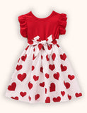 Valentine's Day Love Printed Flying Sleeve Dress