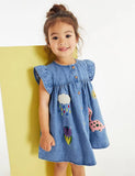 Denim Appliqué Button Dress