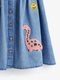 Denim Appliqué Button Dress