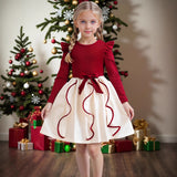 Christmas Ruffle Sleeve Splicing Princess Dress
