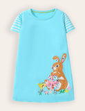 Easter Bunny Appliqué Cotton Dress