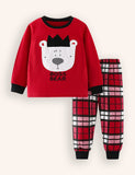 Cute Bear Applique Long Sleeve Two-piece Set