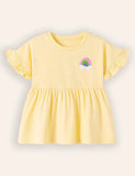 Cloud Applique Short-sleeved T-shirt and Printed Leggings Set