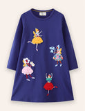 Cute Elf Appliqué Long Sleeve Dress