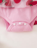 Strawberry Embroidered Tulle Cute Overall