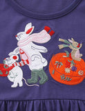 Halloween Bunny Pumpkin  Long SleevAppliquées Dress