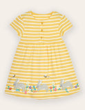 Little Rabbit Appliqué Striped Dress