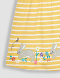 Little Rabbit Appliqué Striped Dress