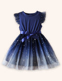 Star Flying Sleeve Tulle Dress