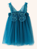 3D Solid Wings Tulle Dress