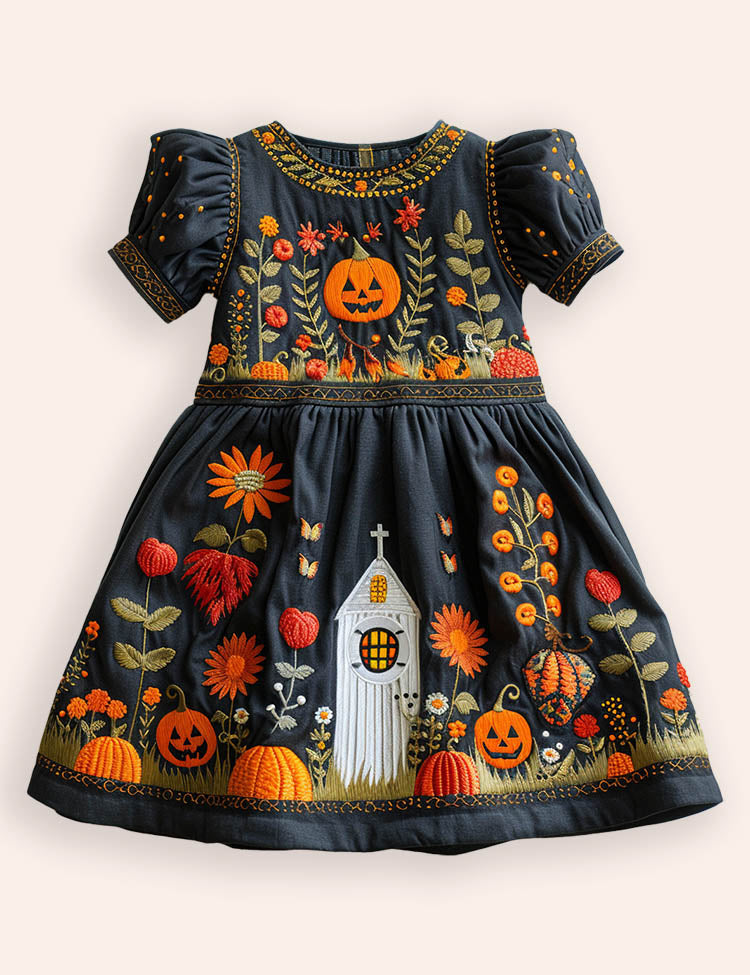 Halloween Haunted House Applique Dress