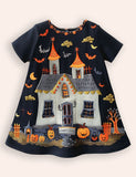 Halloween Haunted House Appliqué Dress