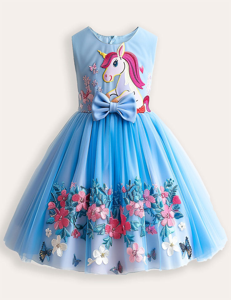 Robe de fête de tulle de fleur de licorne
