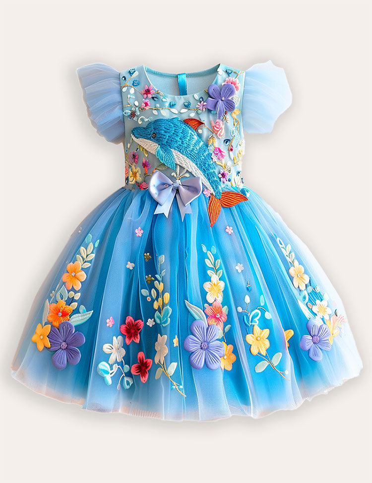 Delfínové výšivky Tulle Party šaty