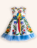 Vestido de fiesta de tul de mariposa jardín