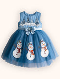 Fun Snowman Tulle Appliqué Dress