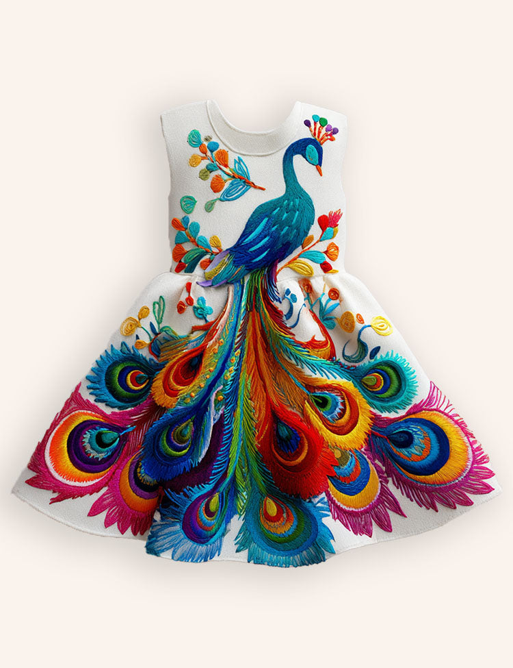 Peacock Appliqué Dress