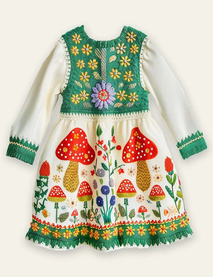 Fun Mushroom Long Sleeved Dress