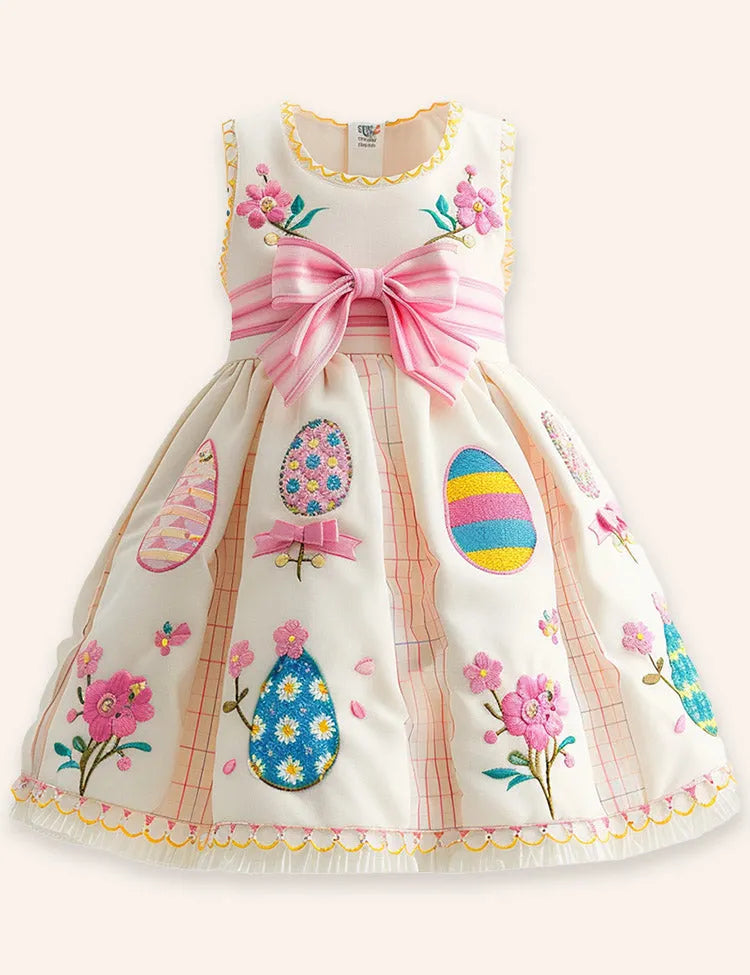 Clearance Sale - Easter Egg Applique Bow Dress