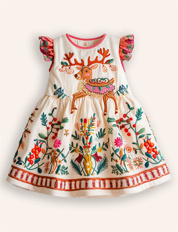 Christmas Reindeer Appliqué Dress