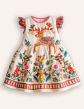 Christmas Reindeer Appliqué Dress
