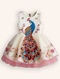 Peacock Appliqué Tulle Dress