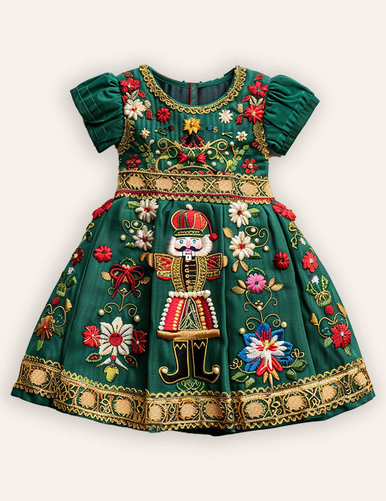 Christmas Nutcrackers Embroidered Dress