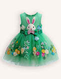 Tulle Floral Bunny Appliqué Party Dress