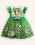 Tulle Floral Bunny Appliqué Party Dress