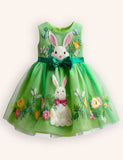 Tulle Floral Bunny Appliqué Party Dress