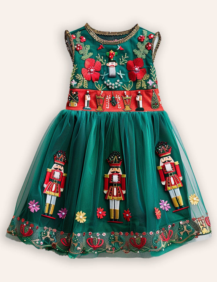 Christmas Nutcracker Applique Tulle Dress