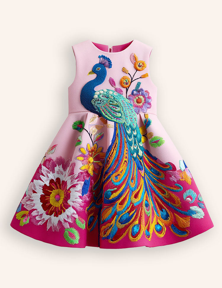 Peacock Appliqué Dress