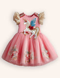 Tulle Unicorn Appliqué Party Dress