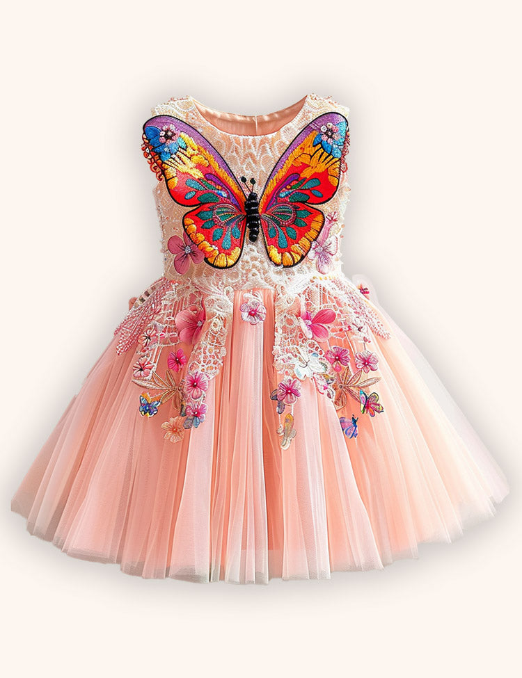 Flower Butterfly Party Tulle Dress